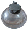 Antiguo Tintero Vidrio Y  Tapa De Peltre 1