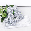 12 Rosas De Seda Artificiales Con Tallo Largo - Plata 5
