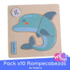 Pack X10 Rompecabezas Animales Madera Didáctico 6