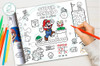 Lámina Rollito Imprimible Colorear Souvenir Super Mario Bros 2