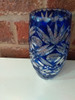 Florero Cristal Azul Tallado 1