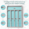 Organizador De Cubiertos Con 5 Compartimentos Gris Y Menta 1