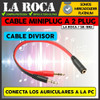 Cable Adaptador Pc Miniplug Hembra A 2 Miniplug Macho Cuo 2