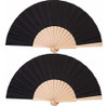 Abanico De Tela Y Madera Negro Pack X 2u 0