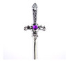 Punhal Em Metal Prata Brilhante 15 Cm Com Pedra Lilás 2