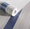 Papel Adhesivo Tapiz Pared Rayas Azul, Gris Claro Y Blanco 1