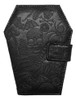 Cartera Vegana Ataúd Relieve Calavera Piel Sintética Negra 0