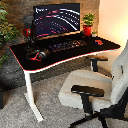 Arozzi Arena Fratello Gaming Desk with White Mousepad