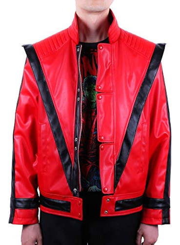 Mjb2c Michael Jackson Thriller Red Leather Jacket Costume