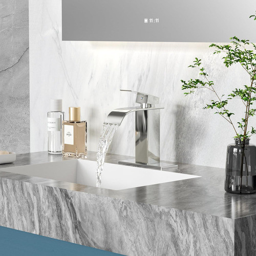 IBOFYY Monocomando Cascada Faucet with Cover and Spout Chrome