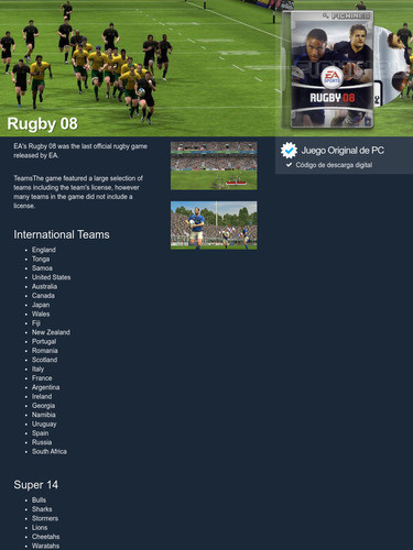 Rugby 08 Digital Download PC