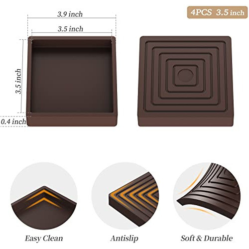 Arlx Furniture Coasters Caster Cups Rubber Inch Square No Slip