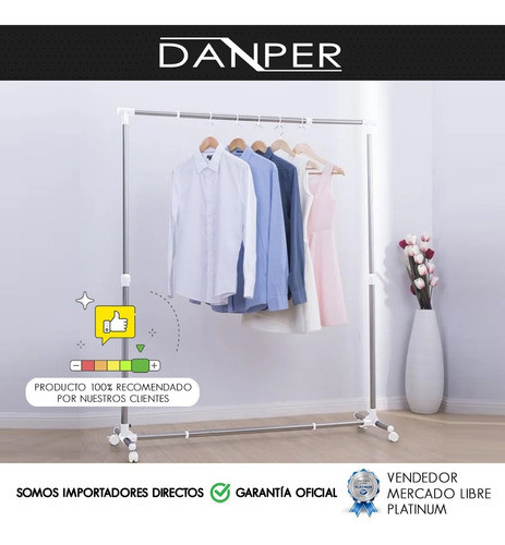 Danper Perchero Movil Extensible Simple Reforzado Ruedas Percha
