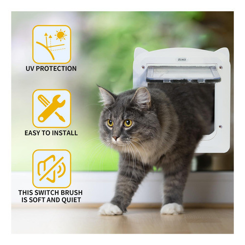 Pet Supplies Quiet Cat Door Zuagi Magnetic Cat Door For Indoor And
