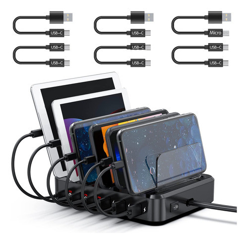 Cosoos 81W Fast PD USB-C Charging Station with 6 Ports