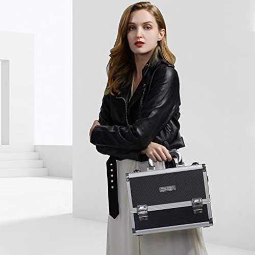 Frenessa Makeup Train Case Large Cosmetic Organizer with Tiers