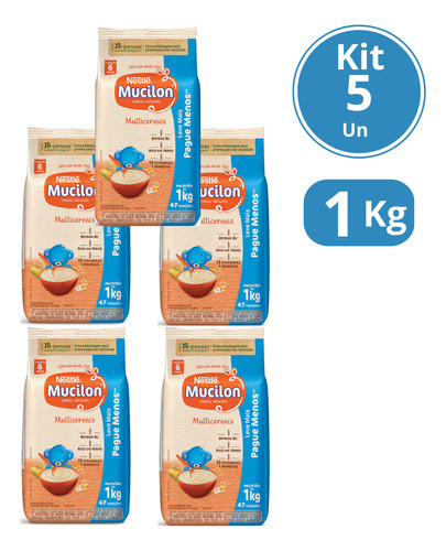 Nestlé Mucilon Multicereais Infant Cereal Kit 1 Kg Pack of 5 