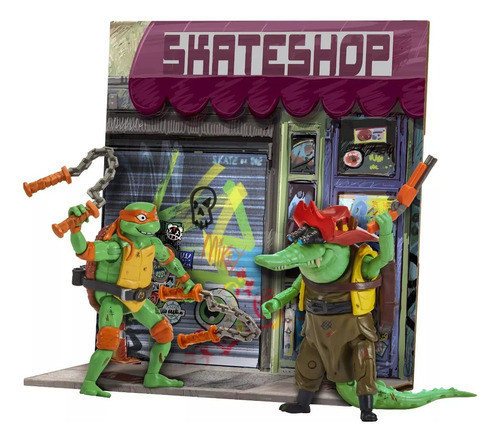 Caffaro Teenage Mutant Ninja Turtles Mikey Vs Leatherhead Battle