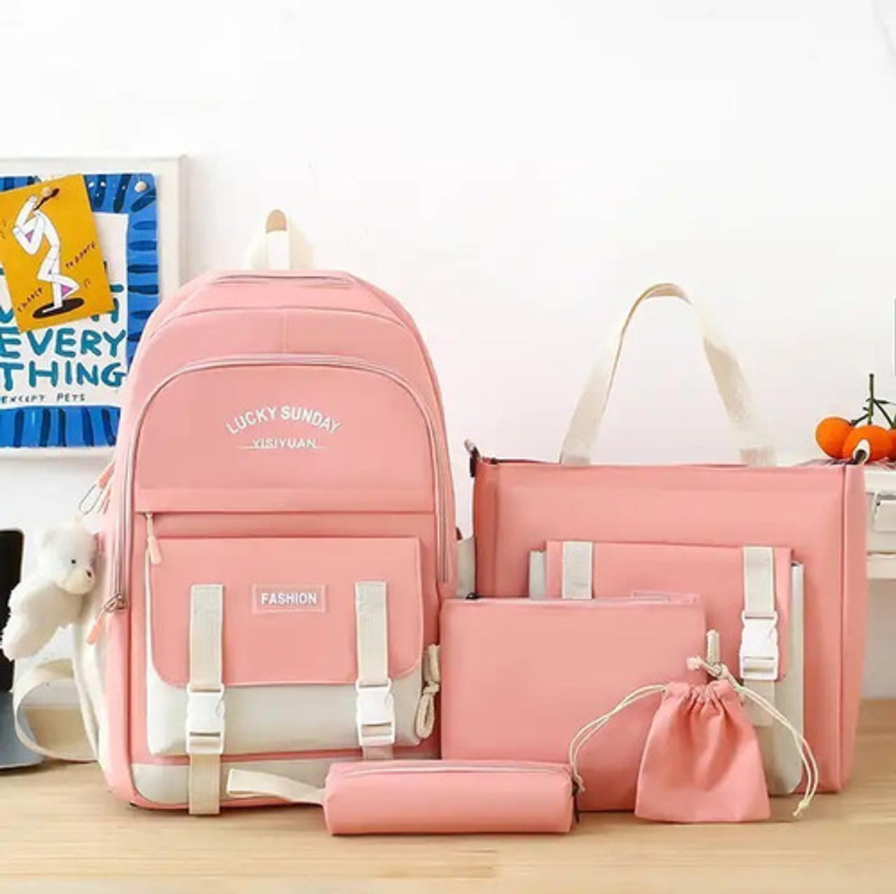 SVC Lucky Sunday Unisex 5-Piece School Backpack Set