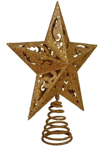 Kurt Adler H9100 8-Inch Gold Glittered 5 Point Star Treetop
