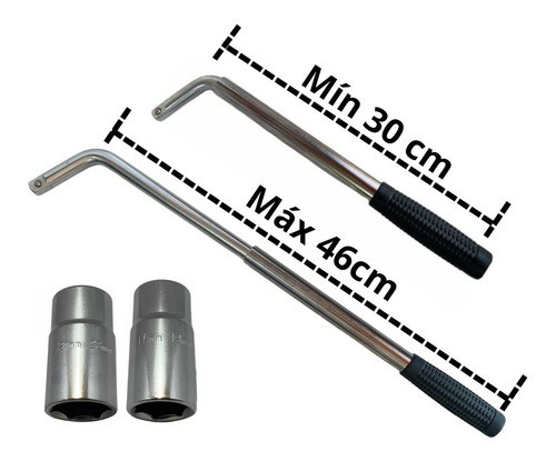 Extendable Lug Wrench Set – 17/19/21/23mm Sockets With Non-Slip Grip, Stainless Steel