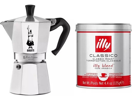 Bialetti Illy Moka Pot Bialetti Moka Cups Illy Ground Coffee 125g