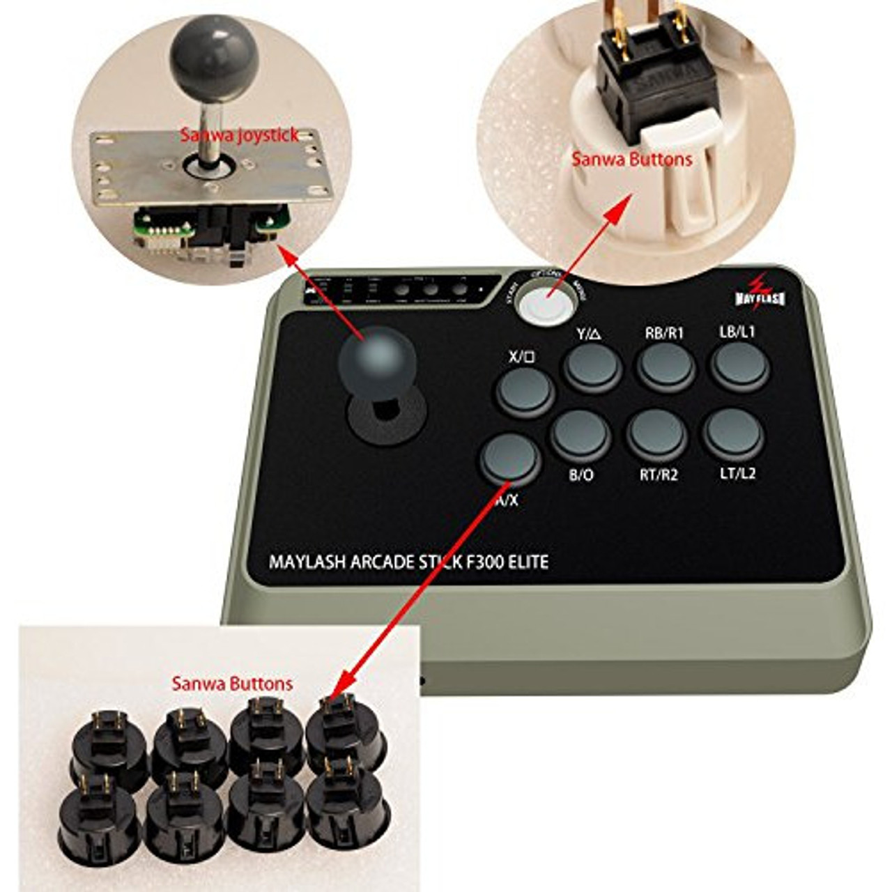 Mayflash Arcade Stick F300 Elite+PS4アダプタ Mayflash F300 Elite Arcade Stick for PS4 / PS3 / Xbox One