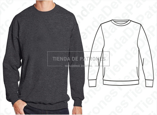 Tienda de Patrones Basic Men's Hoodie Pattern Mold Sizes S to 2XL
