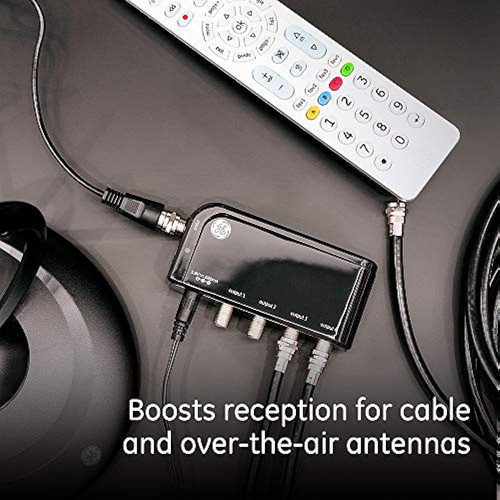 GE 4-Way TV Antenna Signal Amplifier Splitter - Main Image