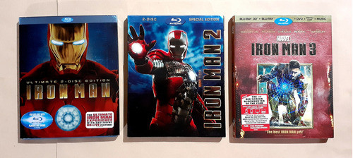 Blu-Ray Iron Man Trilogía -imp 7 Disc Blu-ray 3D + 2D + DVD Original