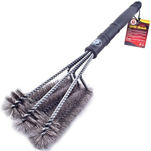 18" Grill Brush Stainless Steel Wire Bristles And Stiff Handle - Thumbnail 2