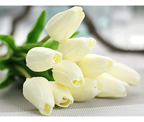 WAQIA 30 Tulipani Artificiali Real-Touch In PU - Fiori Finti Per Matrimonio E Decorazioni, Altezza 32 Cm