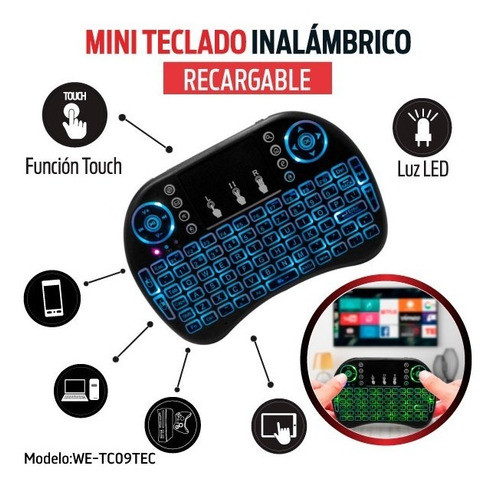 Mini Keyboard Teclado Inalambrico Para Android Tv Everest Mini