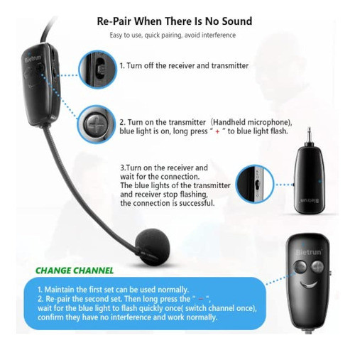 Uhf Wireless Hands Free Microphone Bluetooth Bluetooth Headset