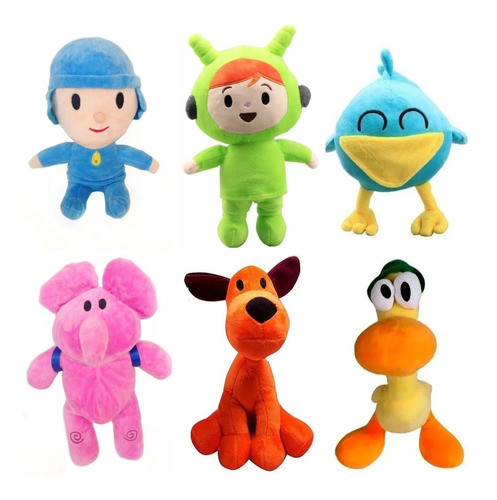 Pocoyo Plush Set of 6: Nina, Ducky, Eli, Lula, Pajaroto