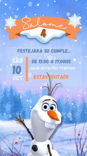 Invitación Animada Olaf Frozen 0