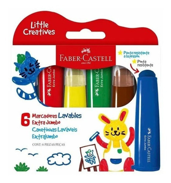 Set 6 Marcadores Faber Castell Little Creatives - Mosca 1