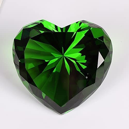 Corazon De Cristal Facetado / Pisa Papeles- 8cm - Verde 0