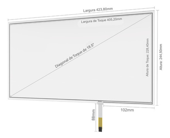 Kit Painel Touch Screen 18.5 Resistivo 4 Vias Usb - Playtix 1