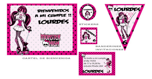 Draculaura Monster High Decoración Cumpleaños Infantil Combo 0