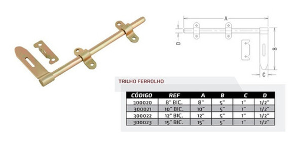 Trinco Ferrolho 10 Polegas (25 Cm)dourado 0