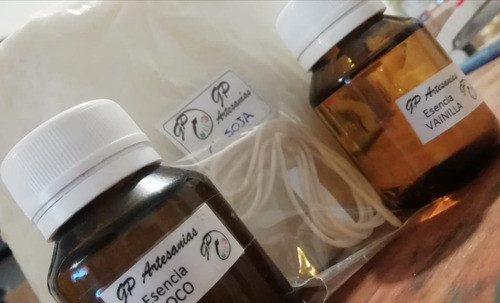 Combo Velas Soja. Cera Soja 1k + 1m. Pabilo +2 Esencias 50cc 0