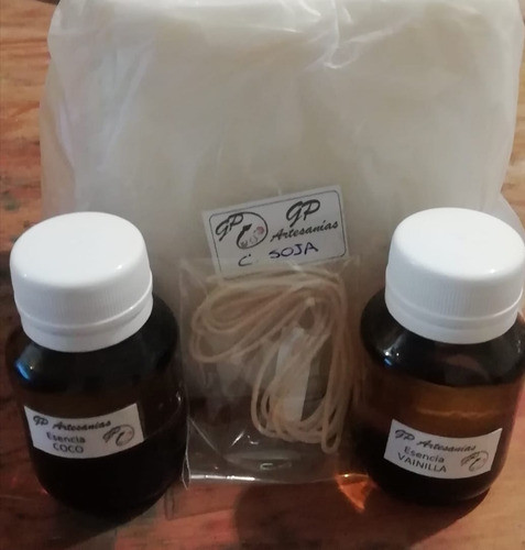 Combo Velas Soja. Cera Soja 1k + 1m. Pabilo +2 Esencias 50cc 1