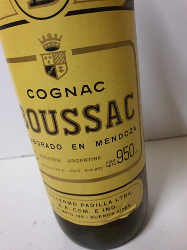 Antigua Botella Llena De Cognac Boussac 0
