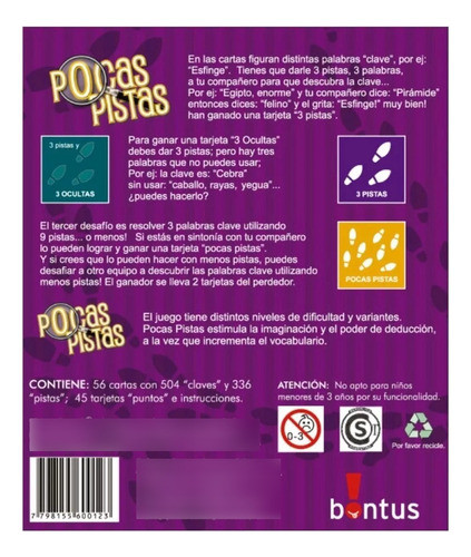 Pocas Pistas - Didáctico - Juego De Mesa - Bontus 1