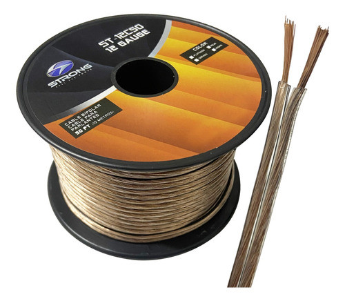 Cable Bipolar Voyz 12 Awg Rollo 15.2 Metros Transpare Y Rojo 0