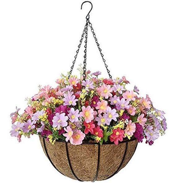 Lesrant Cestas De Flores Colgantes Para Exteriores, Falsas J 0