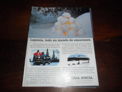 Publicidad 1995 Sas Scandinavian Airlines Avion Laponia Suec 0