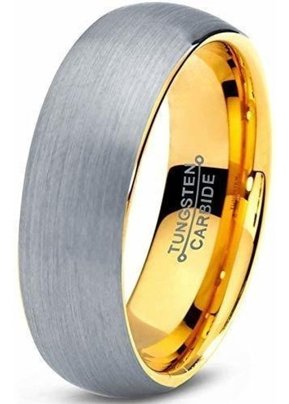 Alianza De Bodas De Tungsteno De 7 Mm De Calce Comodo Enchap 0