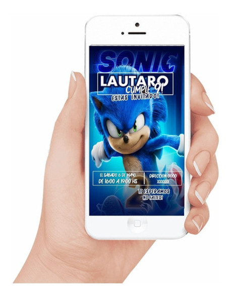 Sonic Invitación Cumple Personalizada Tarjeta Digital 1